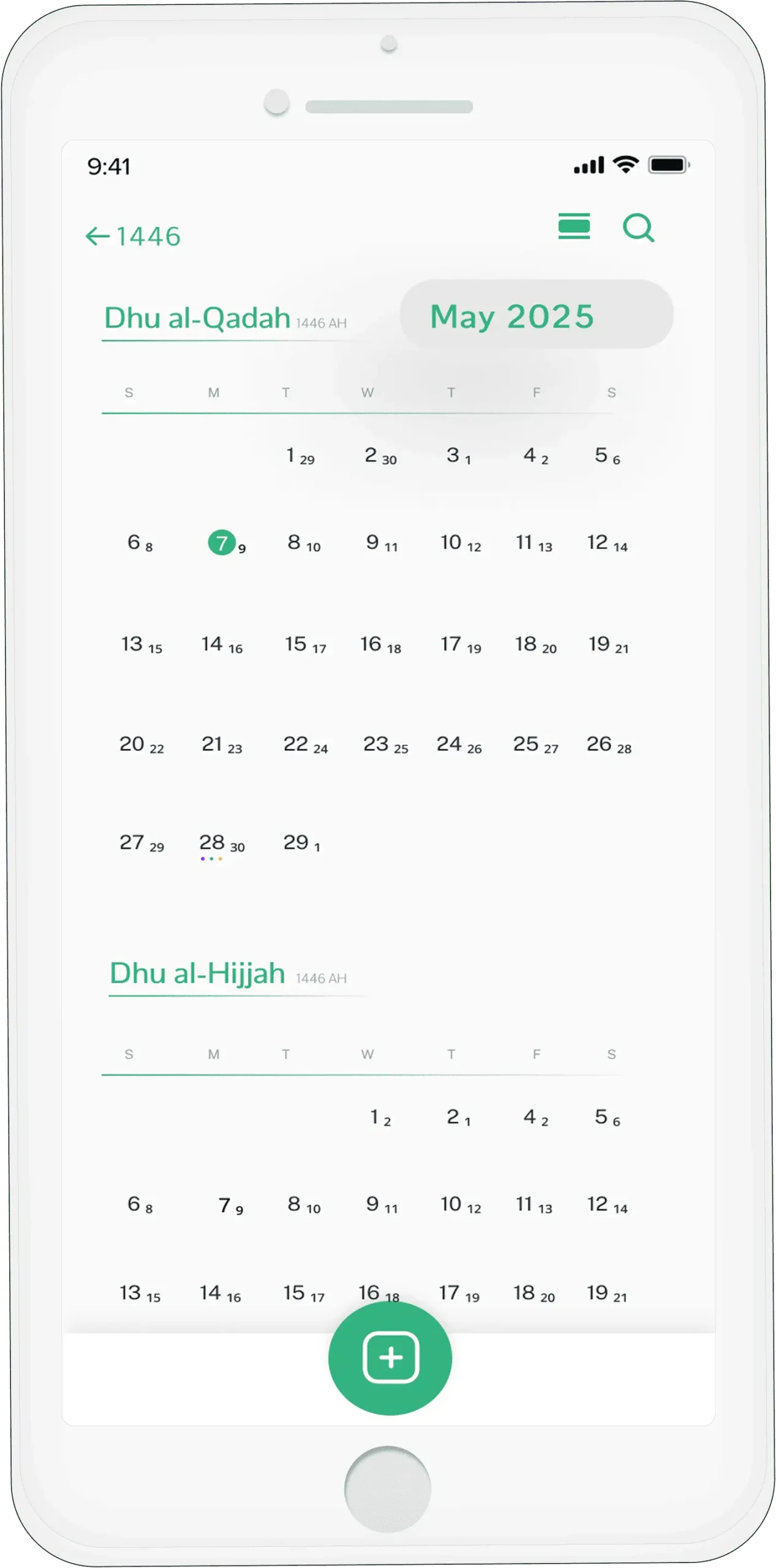 Muslim Calander App-2 Muslim Calendar App Dual View